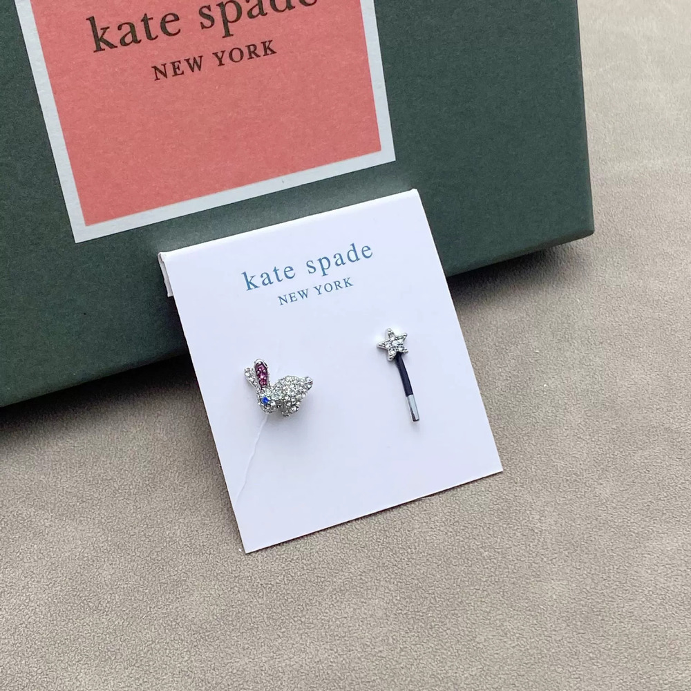 kate spade Full Diamond 3D Rabbit Magic Wand Asymmetrical Studs